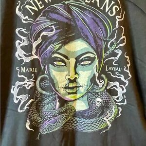 Duck Co Marie Laveau Graphic Tee - Black with Purple & Green Art, sz XL, New